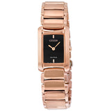 Citizen Rose Gold-tone Case Black Dial Eco-Drive Ladies Watch #EG2976-57W - Watches of America