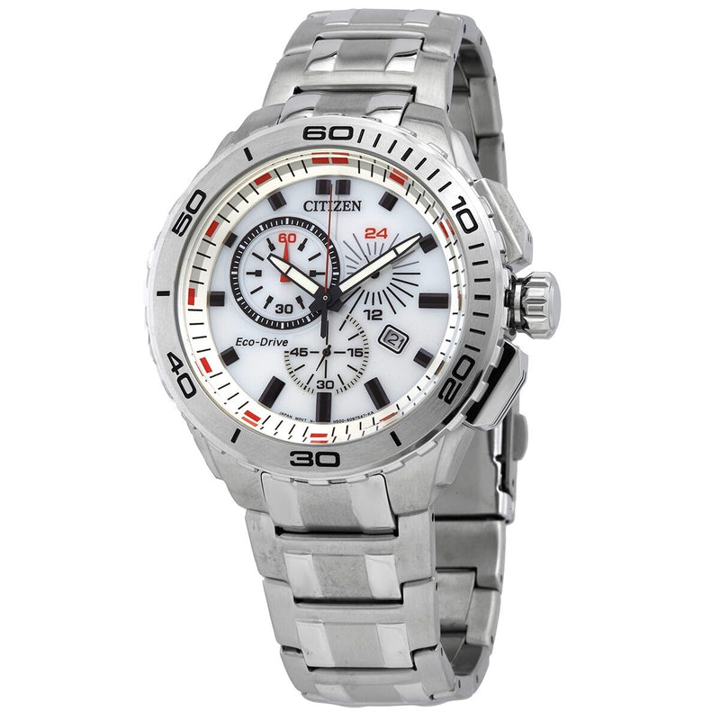 Citizen Eco-Drive White Dial Stainless Steel Men's Watch #AT0960-52A - Watches of America