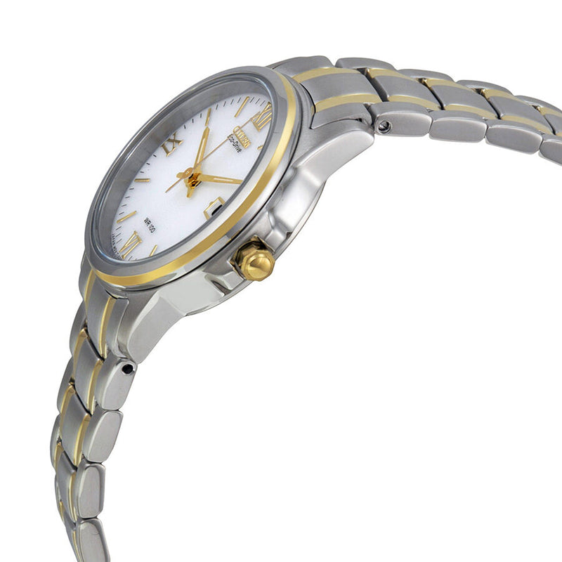 Citizen Eco Drive White Dial Two Tone Stainless Steel Ladies Watch #EW1914-56A - Watches of America #2