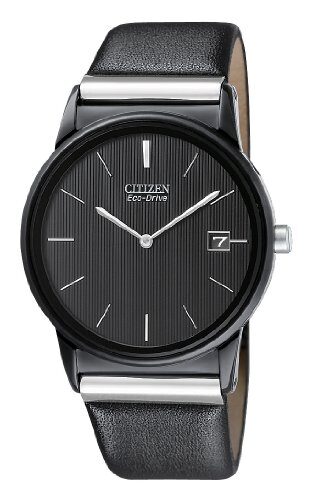 Citizen Eco-Drive Black Dial Leather Strap Men's Watch #AU1035-08E - Watches of America