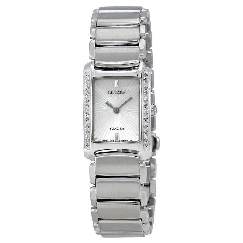 Citizen Euphoria Eco-Drive White Diamond Bezel Stainless Steel Ladies Watch #EG2960-57A - Watches of America