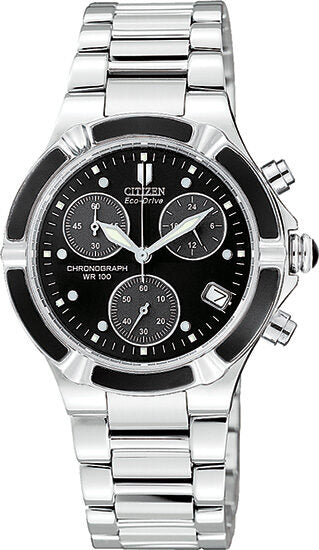 Citizen Ladies Stainless Steel Eco-Drive Riva Chronograph Watch #FB1030-59E - Watches of America