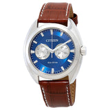 Citizen Paradex Eco-Drive Blue Dial Brown Leather Men's Watch #BU4010-05L - Watches of America