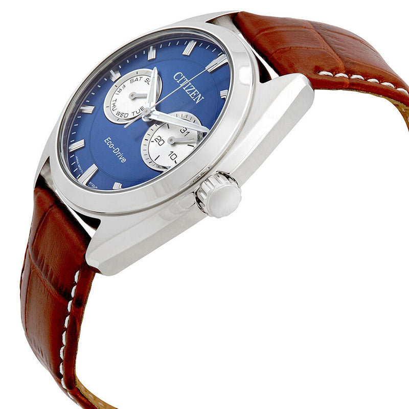 Citizen Paradex Eco-Drive Blue Dial Brown Leather Men's Watch #BU4010-05L - Watches of America #2