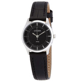 Citizen Quartz Black Dial Black Leather Ladies Watch #ER0201-05E - Watches of America