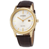 Citizen Quartz Silver Dial Brown Leather Men's Watch #AW1233-01A - Watches of America
