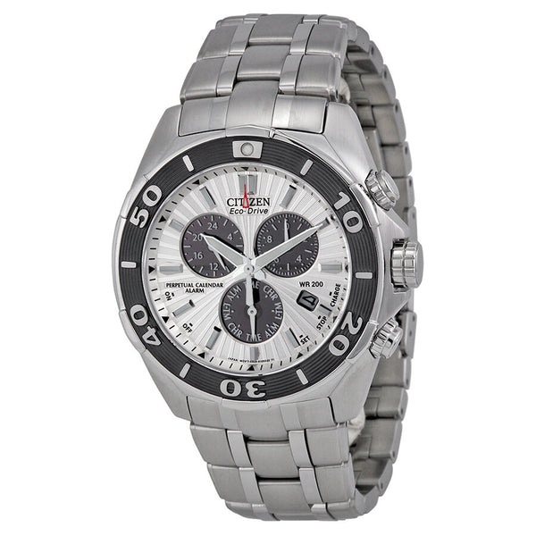 Citizen Signature Chronograph Eco-Drive Silver Dial Stainless Steel Men's Watch #BL5440-58A - Watches of America