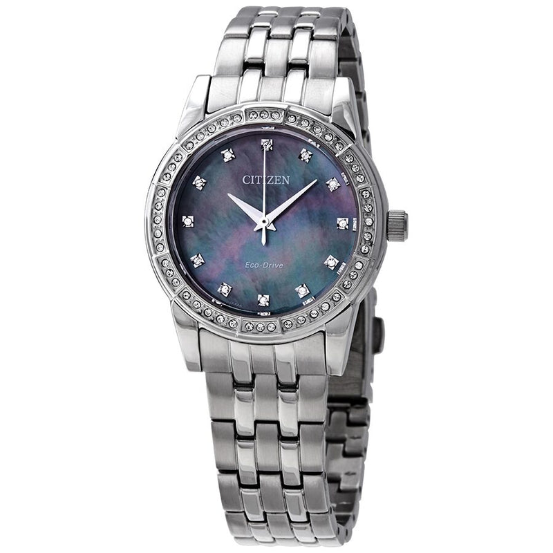 Citizen Silhouette Crystal Mother of Pearl Dial Ladies Watch #EM0770-52Y - Watches of America