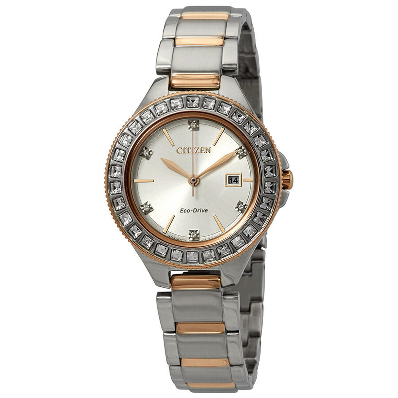 Citizen Silhouette Crystal Silver Dial Ladies Watch #FE1196-57A - Watches of America