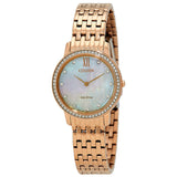 Citizen Silhouette Crystal White Mother of Pearl Dial Ladies Watch #EX1483-50D - Watches of America
