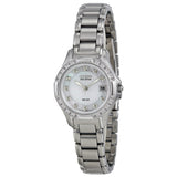 Citizen Silhouette Eco-Drive Diamond Mother of Pearl Dial Stainless Steel Ladies Watch #EW2130-51D - Watches of America