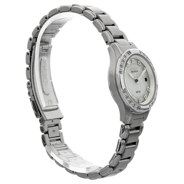 Citizen Silhouette Eco-Drive Diamond Mother of Pearl Dial Stainless Steel Ladies Watch #EW2130-51D - Watches of America #5