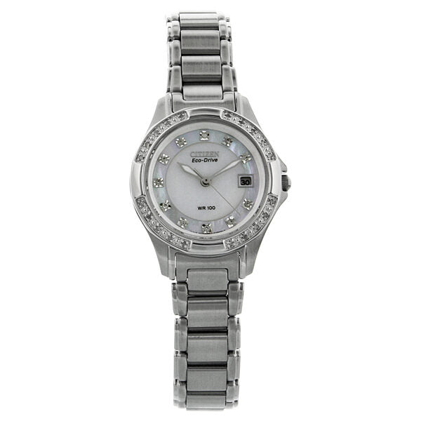 Citizen Silhouette Eco-Drive Diamond Mother of Pearl Dial Stainless Steel Ladies Watch #EW2130-51D - Watches of America #6