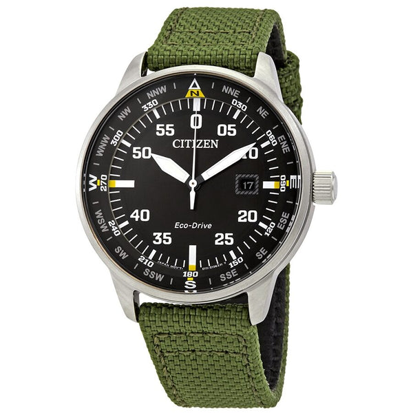 Mena！！ Citizen Solar Black Dial Green Nylon Men's Watch BM7390-22X