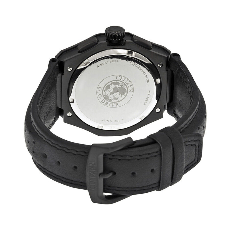 Citizen Sport Eco-drive Chronograph Black Dial Black IP Steel