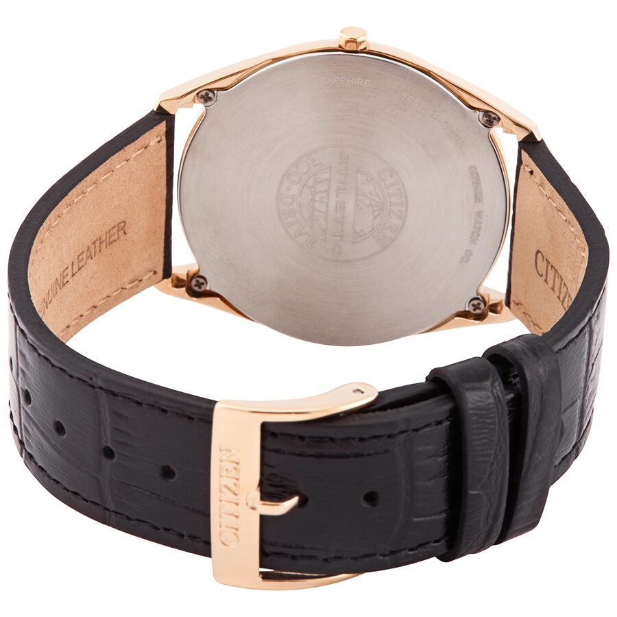 Citizen Stiletto Black Guilloche Dial Black Leather Men's