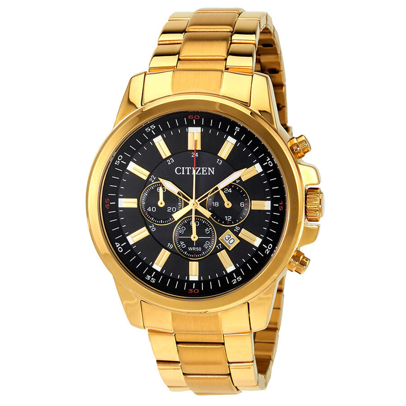 Citizen Urban Black Dial Men's Gold Tone Chronograph Watch #AN8082-54E - Watches of America