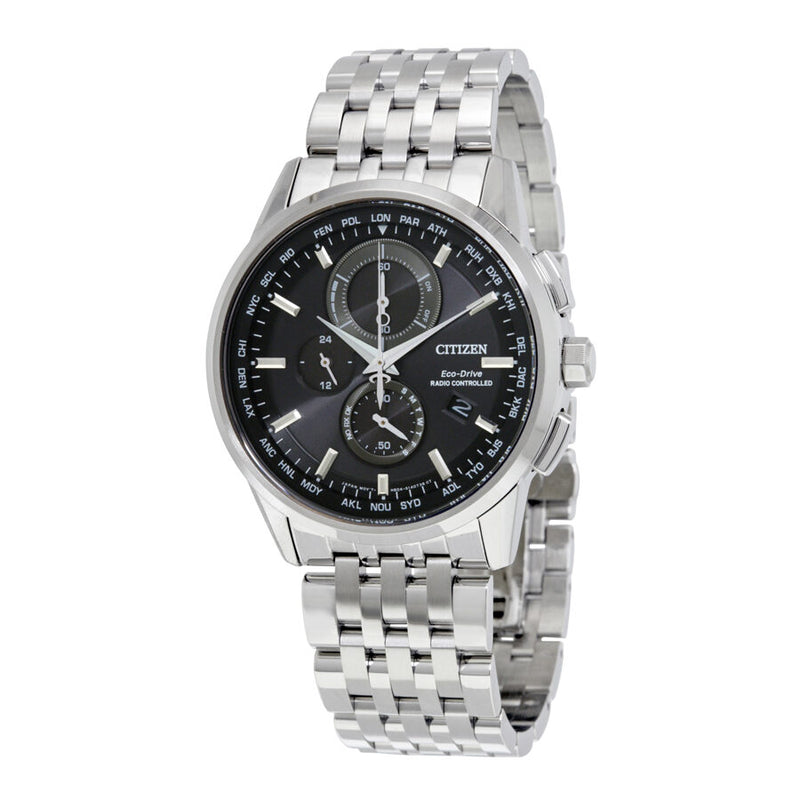Citizen World Time A-T Perpetual Chronograph Black Dial Men's Watch #AT8110-53E - Watches of America