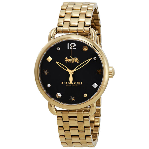 Coach Delancey Black Dial Yellow Gold-tone Ladies Watch 14502813 - Watches of America