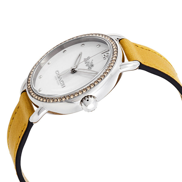 Coach Delancey Crystal White Dial Yellow Leather Ladies Watch 14502882 - Watches of America #2