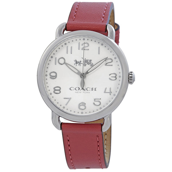 Coach Delancey White Dial Pink Leather Ladies Watch 14502717 - Watches of America