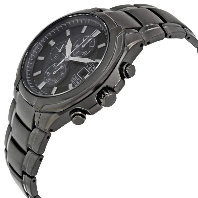 Ctizen Eco Drive Chronograph Black Dial Titanium Men's Watch #CA0265-59E - Watches of America #2