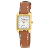 Citizen Silhouette Eco-Drive White Dial Brown Leather Ladies Watch #EM0492-02A - Watches of America