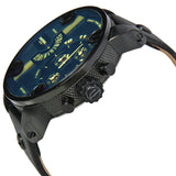 Diesel Bad Ass Chronograph Blue Dial Black Leather Men's Watch #DZ7257 - Watches of America #2