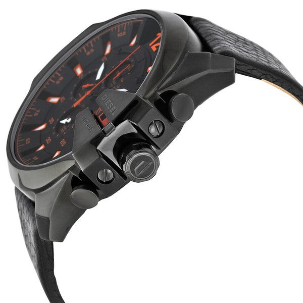 Diesel Chronograph Black Dial Black Leather Men's Watch #DZ4291 - Watches of America #2