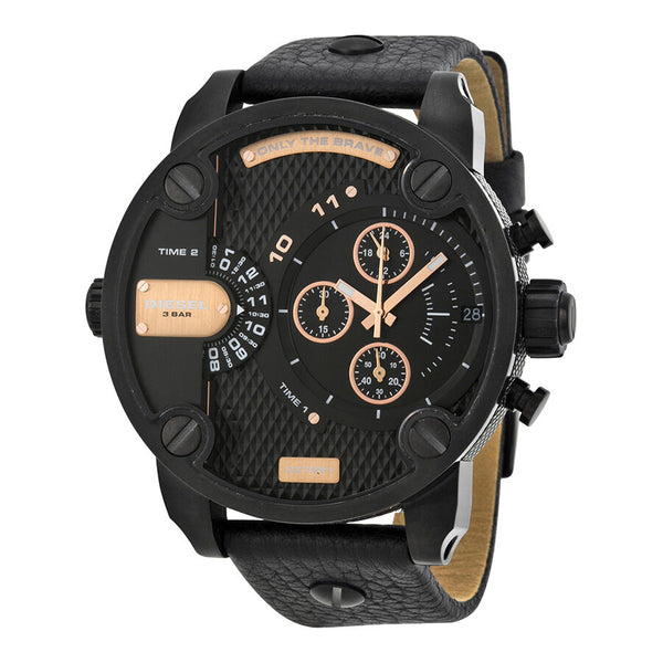 Diesel Little Daddy Dual Time Chronograph Black Dial Men's Watch #DZ7291 - Watches of America