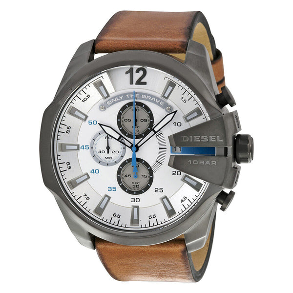 Diesel Mega Chief Chronograph White Dial Men's Watch #DZ4280 - Watches of America