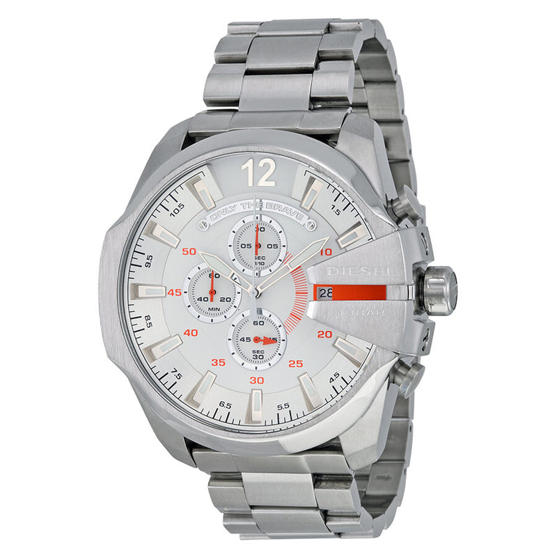 Diesel Mega Chief Chronograph White Dial Men's Watch #DZ4328 - Watches of America