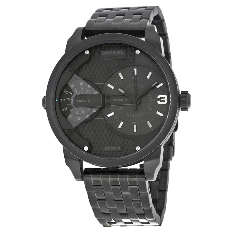 Diesel Mini Daddy Black Dual Time Dial Black Ion-plated Men's Watch DZ7316 - Watches of America