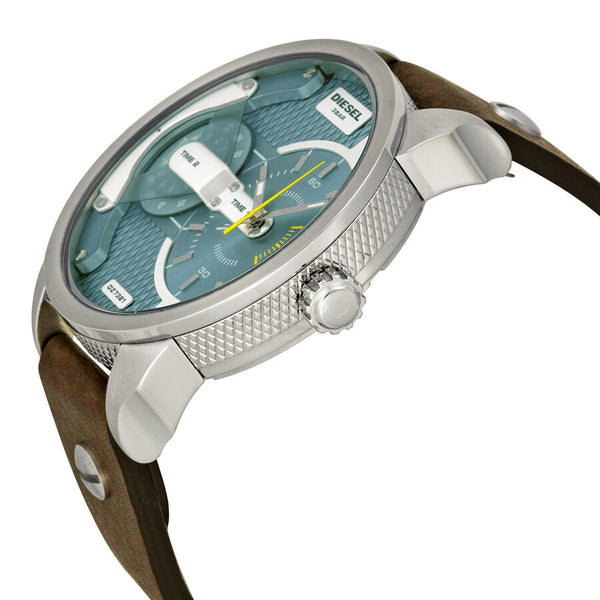 Diesel Mini Daddy Dual Time Dial Brown Leather Men's Watch DZ7321 - Watches of America #2