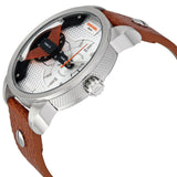 Diesel Mini Daddy Silver Dial Brown Leather Men's Watch #DZ7309 - Watches of America #2