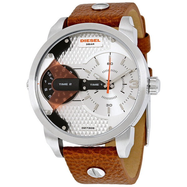 ディーゼル ＭＩＮＩ　ＤＡＤＤＹ DZ7309 Diesel Mini Daddy Silver Dial Brown Leather Men's Watch