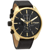Diesel MS9 Chronograph Quartz Black Leather Men's Watch #DZ4516 - Watches of America