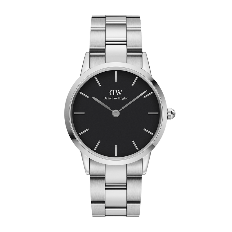 Daniel Wellington Men s Watch Black Iconic Link 36mm Silver DW00100204 Watches of America