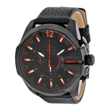 Diesel Chronograph Black Dial Black Leather Men's Watch #DZ4291 - Watches of America