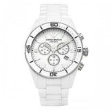 Emporio Armani White Ceramic Chronograph Ladies Watch AR1424