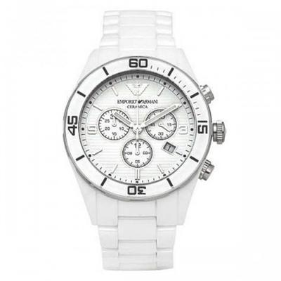 Emporio Armani White Ceramic Chronograph Ladies Watch AR1424