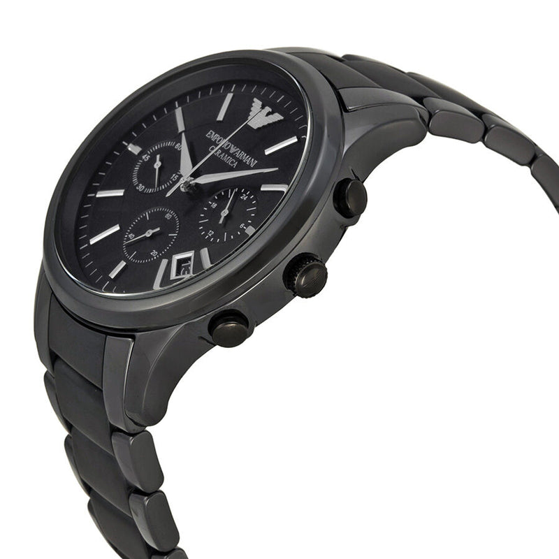 Emporio Armani Ceramica Chronograph Black Dial Men's Watch AR1452 - Watches of America #2