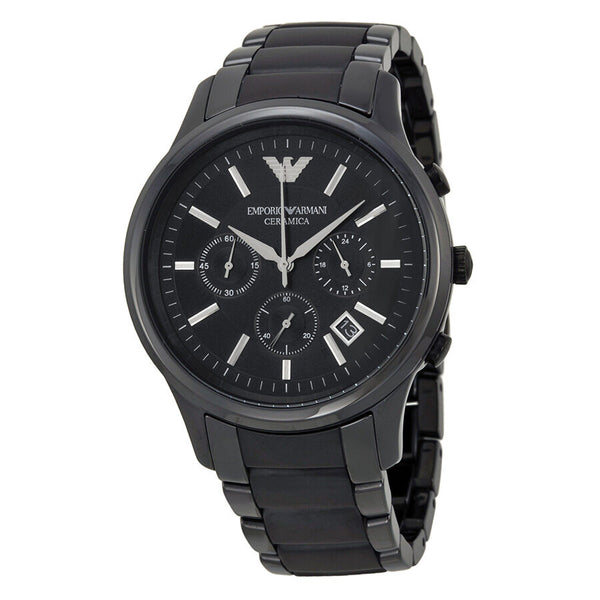 Emporio Armani Ceramica Chronograph Black Dial Men's Watch AR1452 - Watches of America