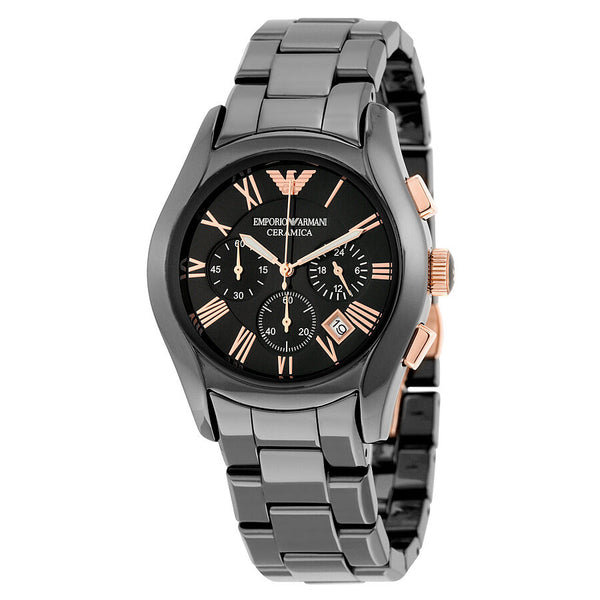 Emporio Armani Ceramica Chronograph Black Dial Men's Watch AR1410 - Watches of America