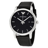 Emporio Armani Classic Black Dial Black Leather Men's Watch #AR1692 - Watches of America