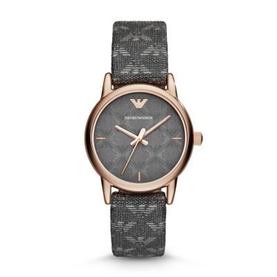 Emporio Armani Classic Grey Dial Rose Gold Quartz Ladies Watch #AR1837 - Watches of America