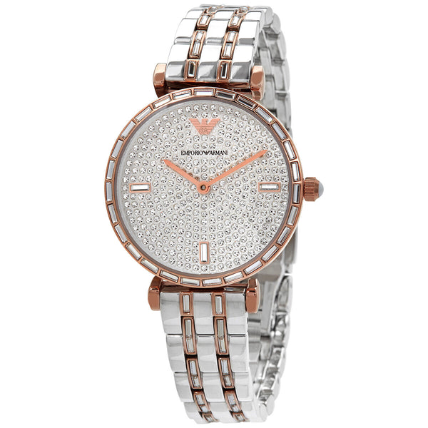 Emporio Armani Gianni T-Bar Quartz Silver Dial Ladies Watch #AR11293 - Watches of America