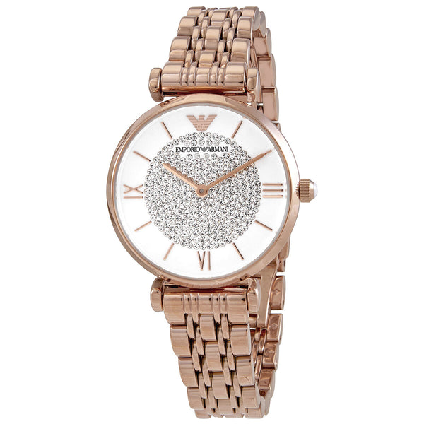 Emporio Armani Glitz Quartz Crystal Pave Dial Ladies Watch #AR11244 - Watches of America