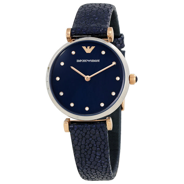 Emporio Armani Retro Navy Dial Ladies Watch #AR1989 - Watches of America