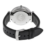 Emporio Armani Retro Silver Dial Black Leather Strap Men's Watch #AR1674 - Watches of America #3
